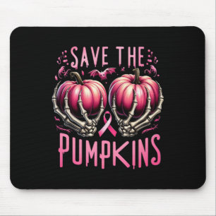 Save The Pumpkins Skeleton Halloween Breast Cancer Mouse Pad