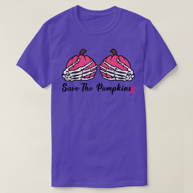Save The Pumpkins Skeleton HandBreast Cancer Women T-Shirt (Design Front)