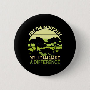 Save The Rainforest Earth Day Go Green 6 Cm Round Badge