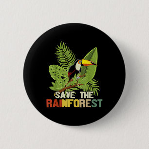 Save The Rainforest Earth Day Retro Style 6 Cm Round Badge
