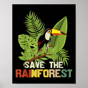 Save The Rainforest Earth Day Retro Style  Poster