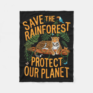 Save The Rainforest Protect Our Planet Climate Ear Fleece Blanket