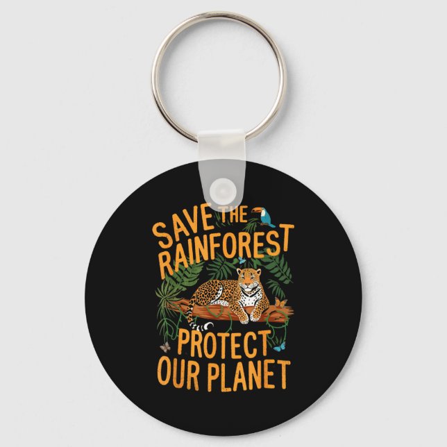 Save The Rainforest Protect Our Planet Climate Ear Key Ring (Front)