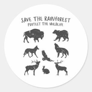 Save The Rainforest Protect The Wildlife Animal Gr Classic Round Sticker