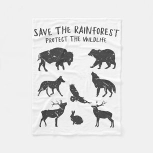 Save The Rainforest Protect The Wildlife Animal Gr Fleece Blanket