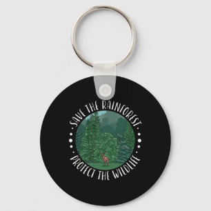 Save The Rainforest Protect The Wildlife Earth Day Key Ring