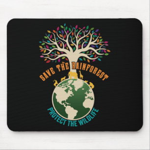Save The Rainforest Protect The Wildlife Vintage E Mouse Pad