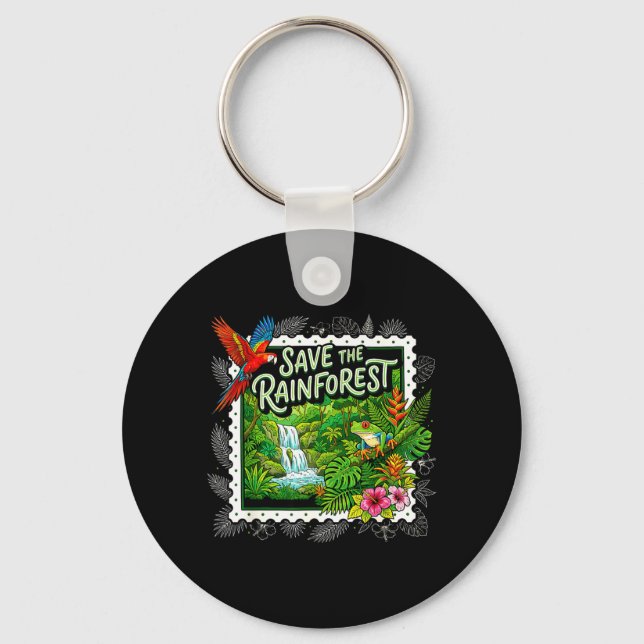 Save The Rainforest Tree Frog Tropical Nature Key Ring (Front)