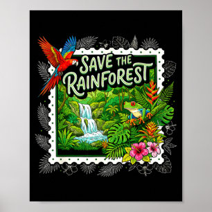 Save The Rainforest Tree Frog Tropical Nature Poster