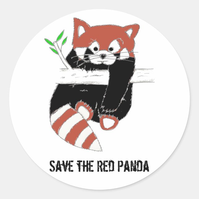 Save the Red Panda aka FireFox Classic Round Sticker (Front)