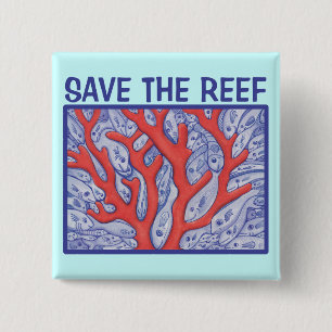 Save the Reef Happy Fish Square Button