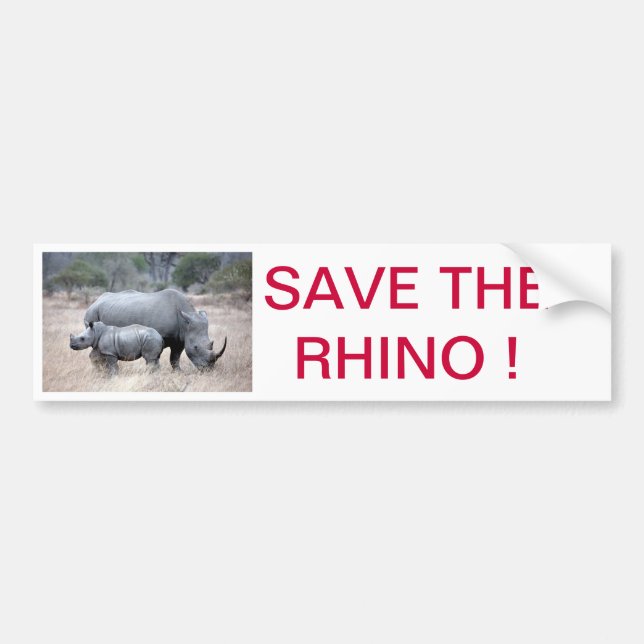 Save the rhino ! bumper sticker (Front)