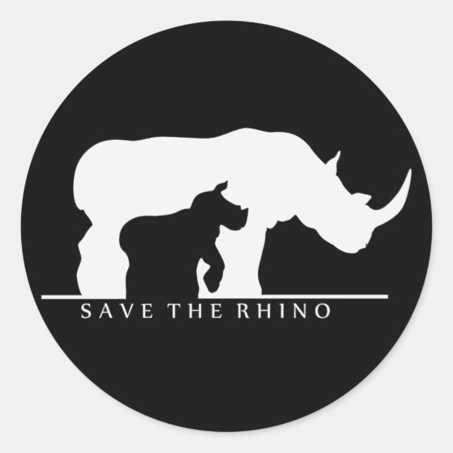 Save The Rhino Classic Round Sticker (Front)