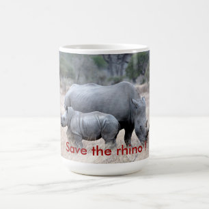 Save the rhino ! coffee mug