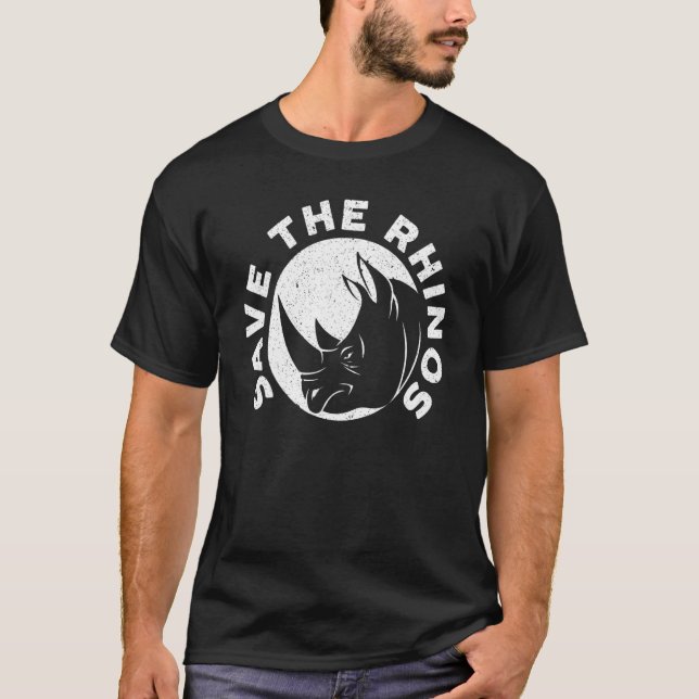 Save The Rhino Rhinocerus Wildlife Animal Herbivor T-Shirt (Front)