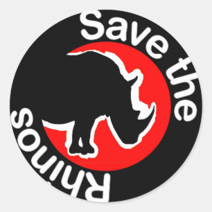Save the rhinos red classic round sticker