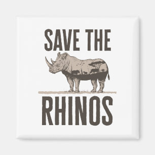Save the Rhinos Rhino Animal Activist Conservation Magnet