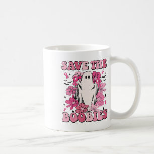 Save The S Pink Ghost Woman Breast Cancer Hallowee Coffee Mug