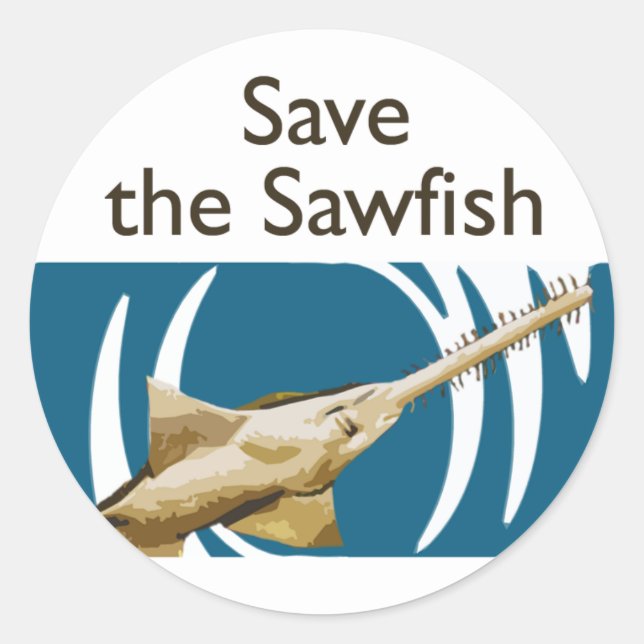 Save the Sawfish Classic Round Sticker (Front)