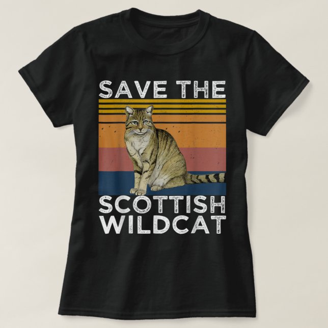 Save The Scottish Wildcat , Scottish Wildcat Lover T-Shirt (Design Front)