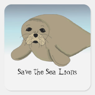 Save the Sea Lions Square Sticker