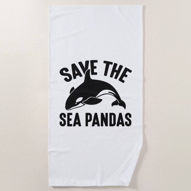 Save The Sea Pandas Beach Towel (Front)