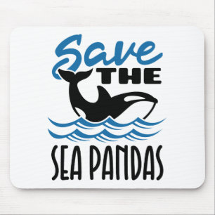 Save the Sea Pandas Orca Killer Whale Whales Mouse Pad