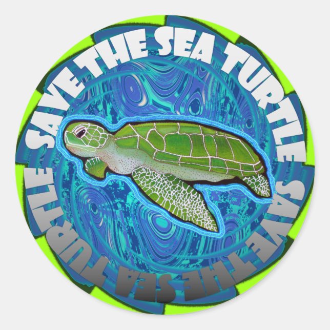 Save The Sea Turtle Classic Round Sticker (Front)