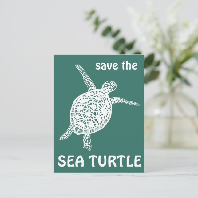 Save the Sea Turtle Tortoise Climate Change  Postcard (Standing Front)