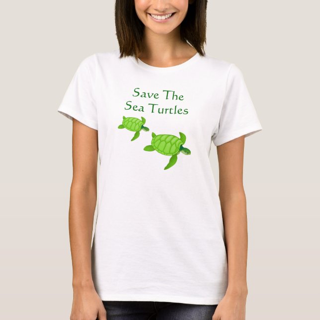 Save The Sea Turtles Endangered Ocean Sealife T-Shirt (Front)