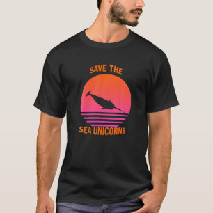 Save The Sea Unicorns Retro Narwhal T-Shirt