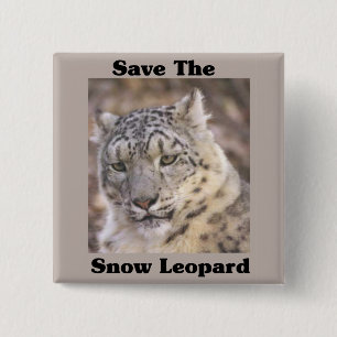 Save the Snow Leopard 15 Cm Square Badge