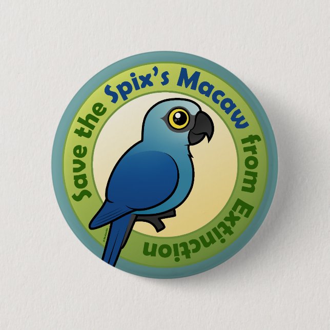 Save the Spix's Macaw from Extinction 6 Cm Round Badge (Front)