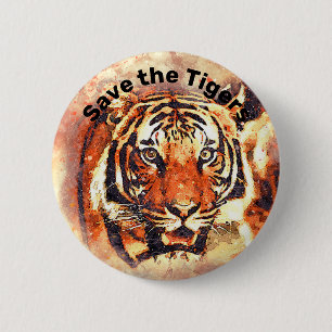 Save the Tigers Animal Rights Button Pin