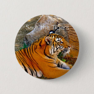 Save The Tigers Badge Button