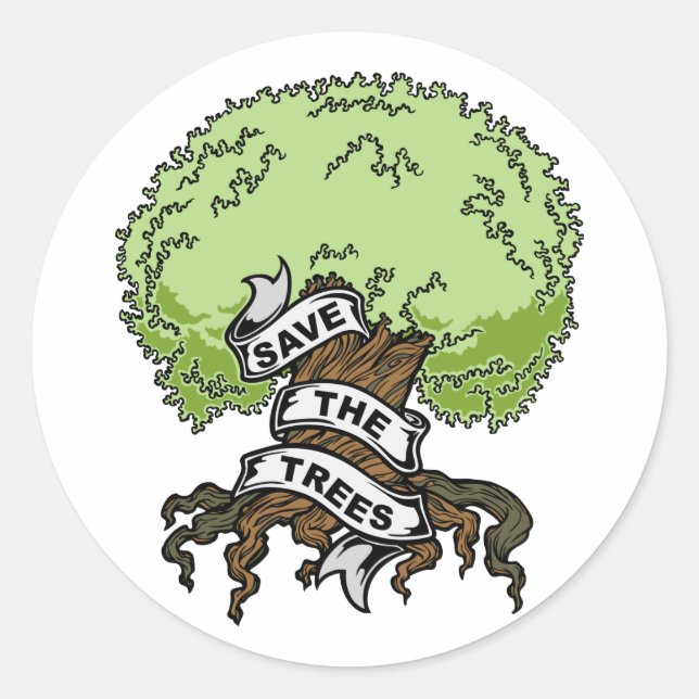 Save The Trees Classic Round Sticker (Front)