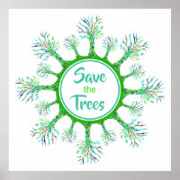 Save the Trees Modern Green Poster