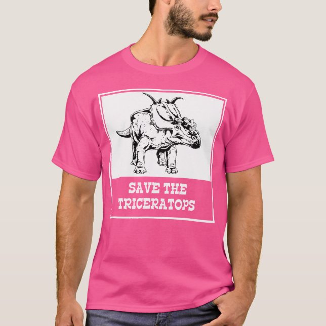 Save The Triceratops Funny Extinct Animal Weird Di T-Shirt (Front)