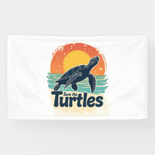 Save The Turtles Animal Rights Sea Turtle Retro St Banner