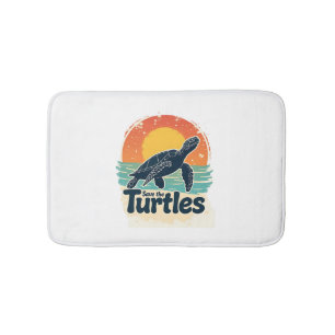 Save The Turtles Animal Rights Sea Turtle Retro St Bath Mat