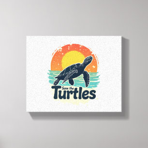 Save The Turtles Animal Rights Sea Turtle Retro St Canvas Print