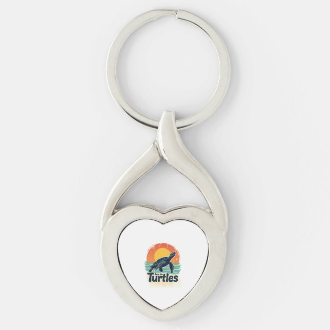 Save The Turtles Animal Rights Sea Turtle Retro St Key Ring (Front)