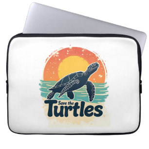 Save The Turtles Animal Rights Sea Turtle Retro St Laptop Sleeve