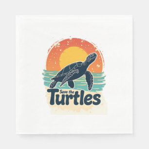 Save The Turtles Animal Rights Sea Turtle Retro St Napkin