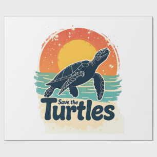 Save The Turtles Animal Rights Sea Turtle Retro St Wrapping Paper