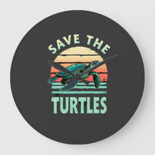 Save The Turtles Animal Turtle Pet Lover (1) Large Clock