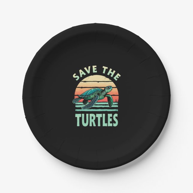 Save The Turtles Animal Turtle Pet Lover (1) Paper Plate (Front)
