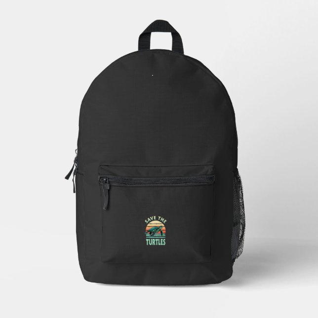 Save The Turtles Animal Turtle Pet Lover (1) Printed Backpack (Front)