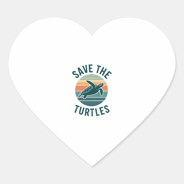 Save The Turtles Animal Turtle Pet Lover (2) Heart Sticker (Front)