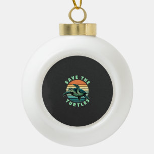Save The Turtles Animal Turtle Pet Lover (3) Ceramic Ball Christmas Ornament